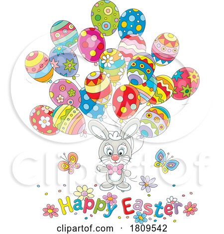 Cartoon Easter Bunny and Balloons by Alex Bannykh