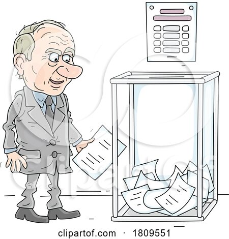 Cartoon Politician by a Ballot Box by Alex Bannykh