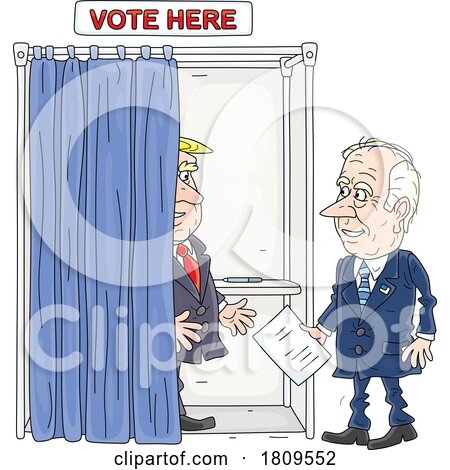 Cartoon Politicians at a Voting Booth by Alex Bannykh