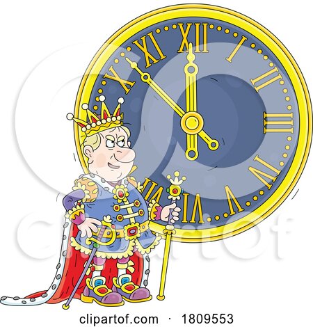 Cartoon Evil King by a Big Clock by Alex Bannykh