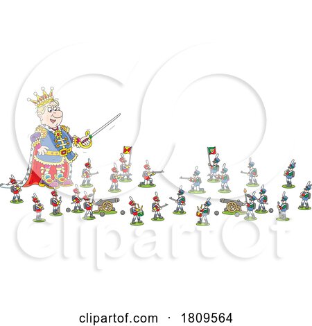 Cartoon Evil King Playing with Toy Soldiers by Alex Bannykh