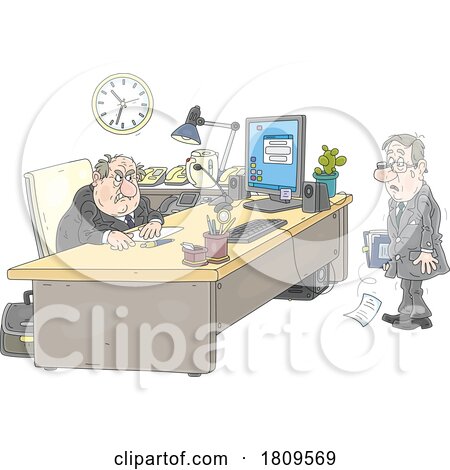 Cartoon Vile Business Man or Politician Firing an Employee by Alex Bannykh
