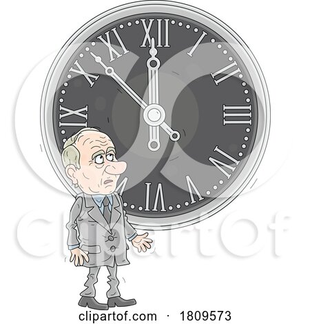 Cartoon Politician Looking at a Clock by Alex Bannykh
