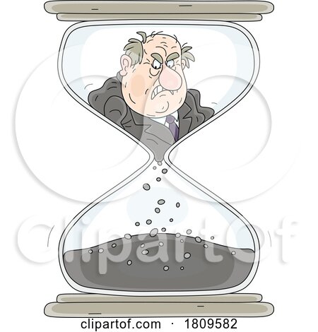 Cartoon Vile Business Man or Politician Running out of Time in an Hourglass by Alex Bannykh