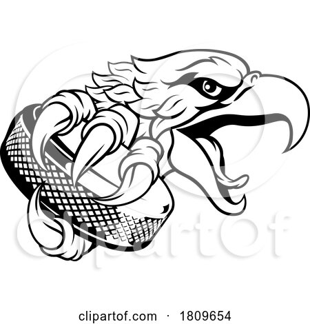 Eagle Hawk Ice Hockey Puck Cartoon Team Mascot by AtStockIllustration