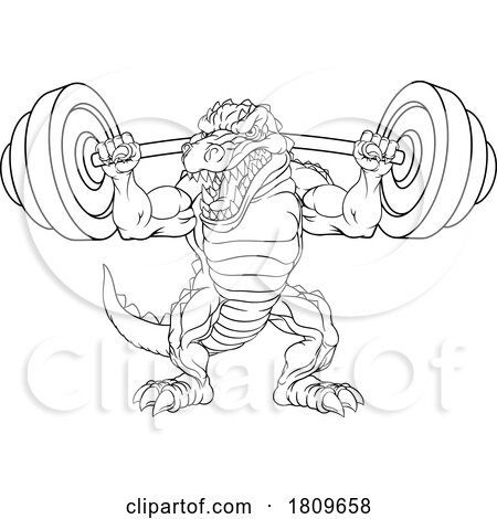 Alligator Crocodile Dinosaur Weight Lifting Mascot by AtStockIllustration
