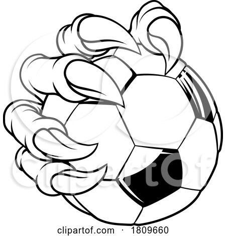 Soccer Football Ball Claw Cartoon Monster Hand by AtStockIllustration