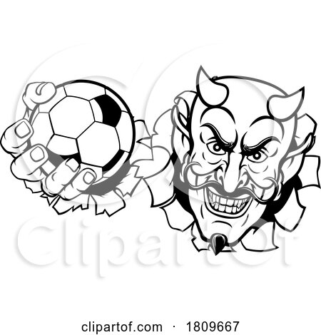Devil Soccer Football Ball Sports Mascot Cartoon by AtStockIllustration