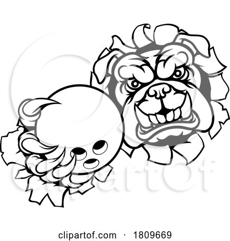 Bulldog Dog Animal Bowling Ball Sports Mascot by AtStockIllustration
