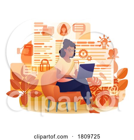 Woman Job Writing Online Resume Application Laptop by AtStockIllustration
