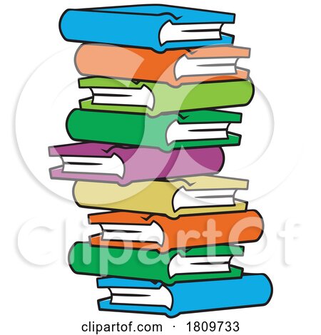 Cartoon Stack of Colorful Books by Johnny Sajem