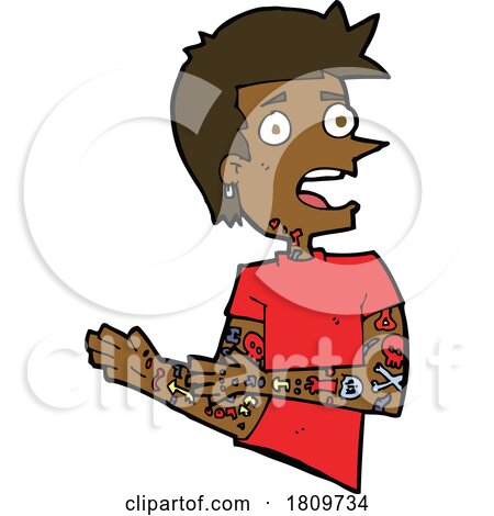 Sticker of a Cartoon Man with Tattoos by lineartestpilot