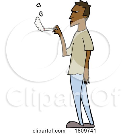 Sticker of a Cartoon Annoyed Smoker by lineartestpilot
