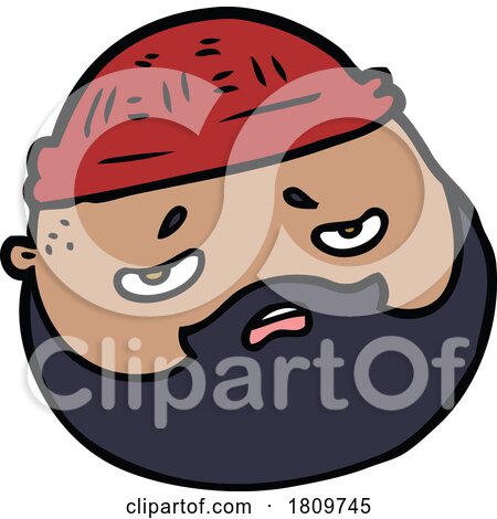 Sticker of a Cartoon Male Face with Beard by lineartestpilot