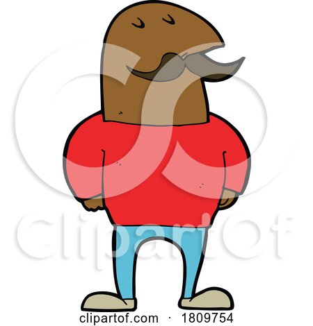Sticker of a Cartoon Bald Man with Mustache by lineartestpilot