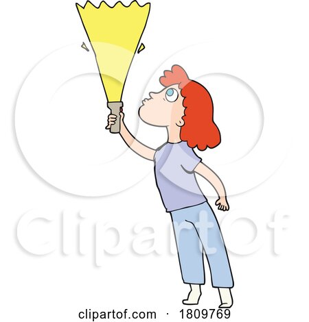 Cartoon Girl Shining a Flashlight by lineartestpilot