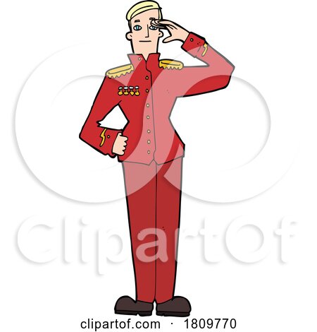 Sticker of a Cartoon Military Man in Dress Uniform by lineartestpilot