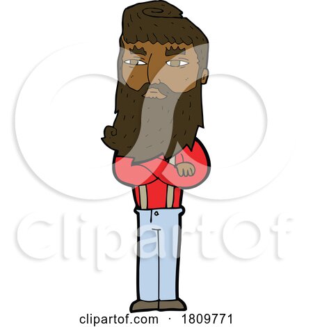 Sticker of a Cartoon Serious Man with Beard by lineartestpilot