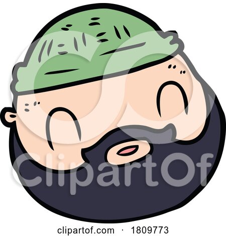 Sticker of a Cartoon Male Face with Beard by lineartestpilot