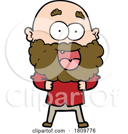 Sticker of a Cartoon Crazy Happy Man with Beard by lineartestpilot