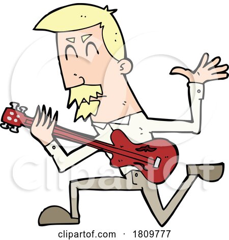 Sticker of a Cartoon Man Playing Electric Guitar by lineartestpilot
