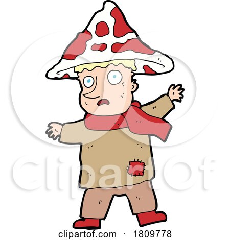 Sticker of a Cartoon Magical Mushroom Man by lineartestpilot