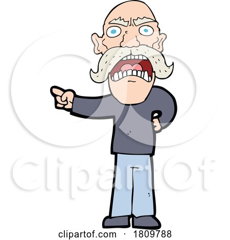Sticker of a Cartoon Angry Old Man by lineartestpilot