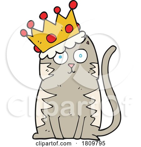 Cartoon Cat with Crown by lineartestpilot