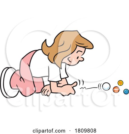 Licensed Clipart Cartoon Girl Playing with Marbles by Johnny Sajem