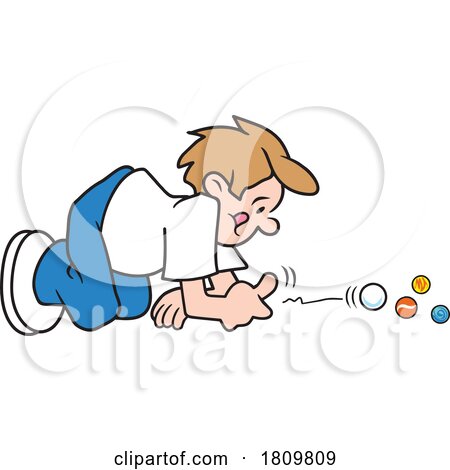 Licensed Clipart Cartoon Boy Playing with Marbles by Johnny Sajem