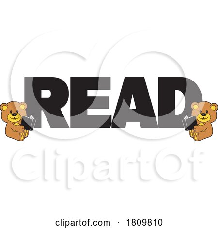 Licensed Clipart Cartoon Word READ with Bears Holding Books by Johnny Sajem