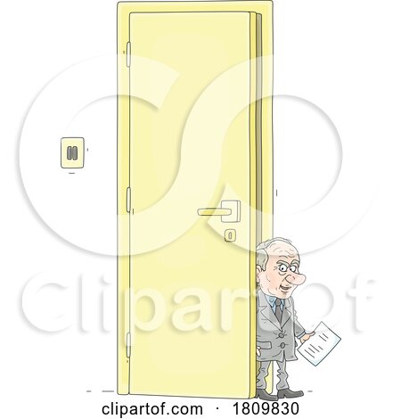Licensed Clipart Cartoon Politician in a Doorway by Alex Bannykh