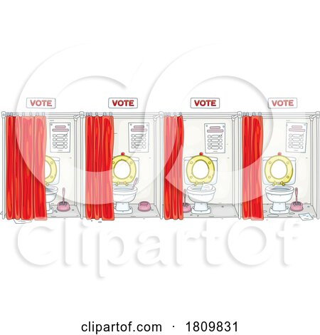 Licensed Clipart Cartoon Toilet Voting Booths by Alex Bannykh