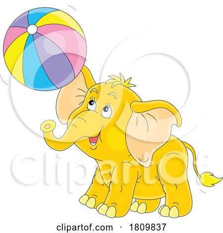 Licensed Clipart Cartoon Cute Elephant Playing with a Beach Ball by Alex Bannykh
