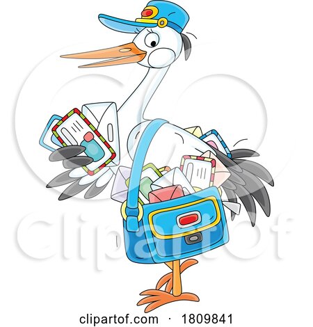 Licensed Clipart Cartoon Stork Mail Courier by Alex Bannykh