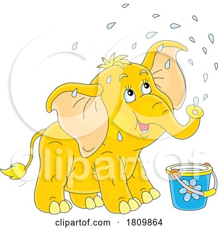 Licensed Clipart Cartoon Cute Elephant Spraying Water by Alex Bannykh