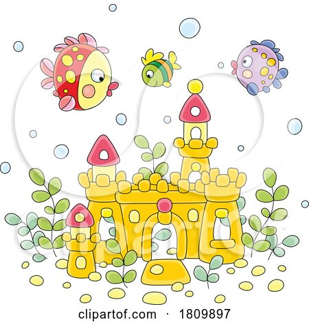 Licensed Clipart Cartoon Fish over a Castle by Alex Bannykh
