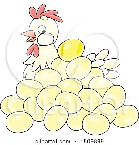 Licensed Clipart Cartoon Hen with a Golden Egg by Alex Bannykh