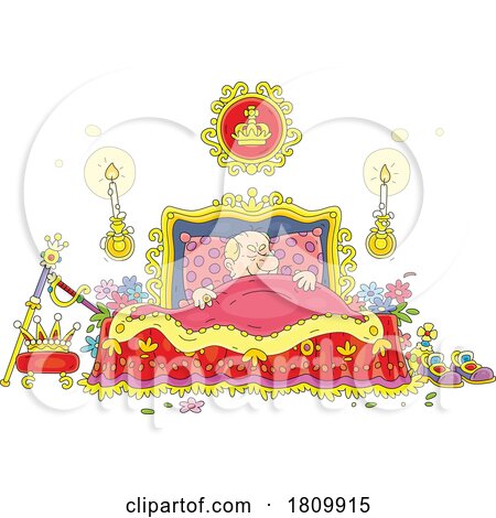 Licensed Clipart Cartoon Evil King Sleeping in a Bed by Alex Bannykh