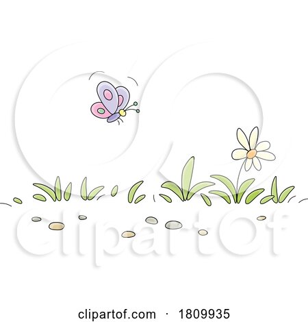Licensed Clipart Cartoon Butterfly and Flower by Alex Bannykh