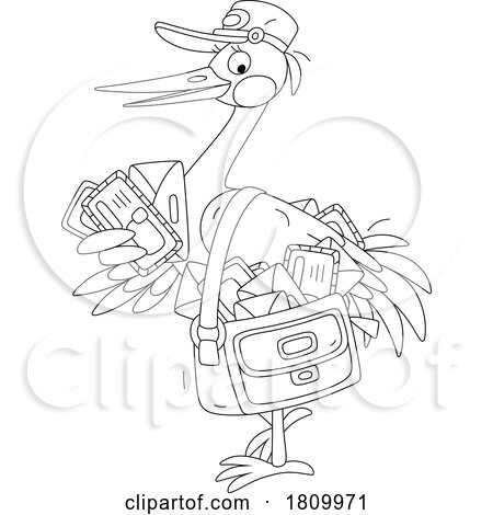 Licensed Clipart Cartoon Stork Mail Courier by Alex Bannykh