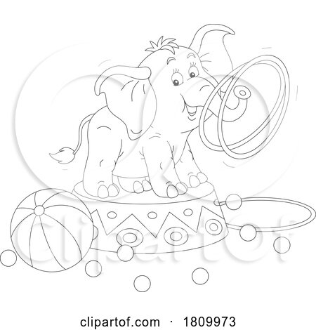 Licensed Clipart Cartoon Circus Elephant Doing Hoop Tricks by Alex Bannykh
