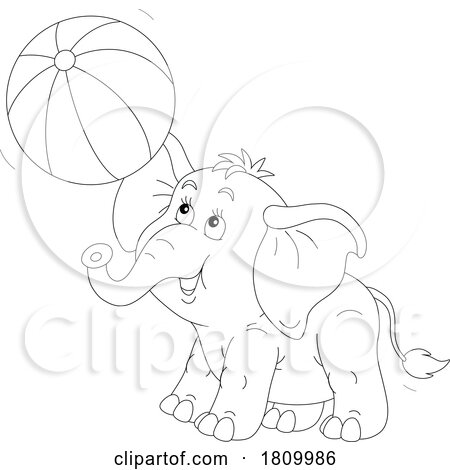 Licensed Clipart Cartoon Cute Elephant Playing with a Beach Ball by Alex Bannykh