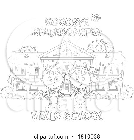 Licensed Clipart Cartoon School Kids Graduating Kindergarten and Starting First Grade by Alex Bannykh