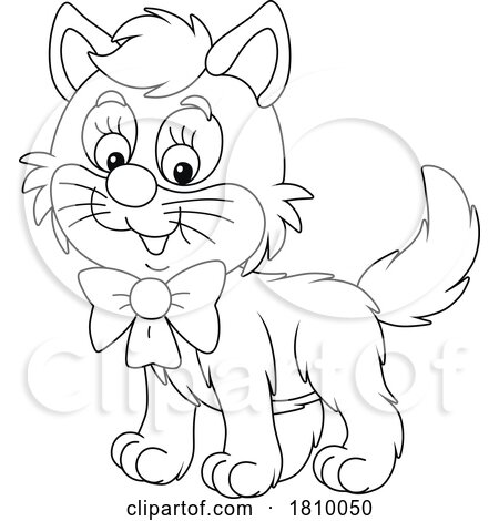 Licensed Clipart Cartoon Kitten Wearing a Bow by Alex Bannykh