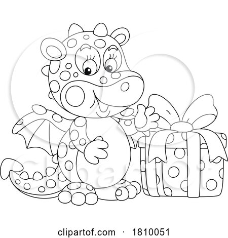 Licensed Clipart Cartoon Cute Dragon with a Present by Alex Bannykh