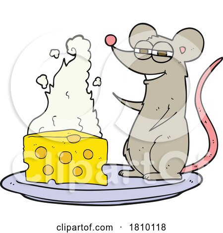 Cartoon Mouse with Cheese by lineartestpilot