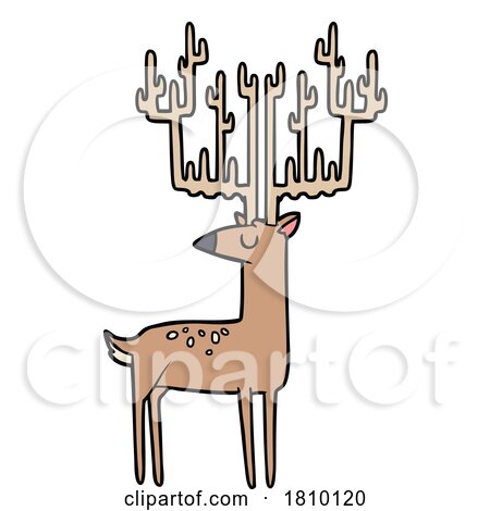 Cartoon Stag with Huge Antlers by lineartestpilot