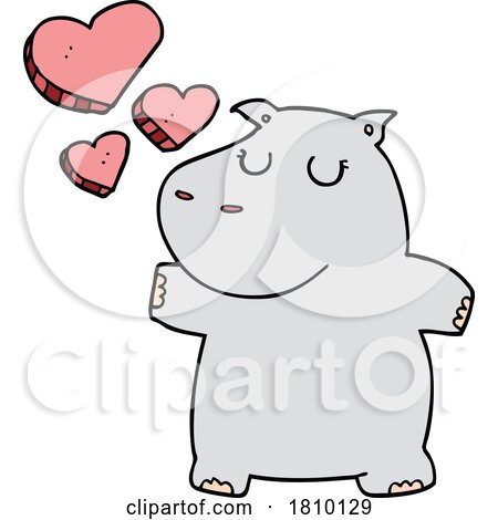 Cartoon Hippo in Love by lineartestpilot
