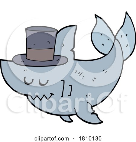 Cartoon Shark Wearing Top Hat by lineartestpilot